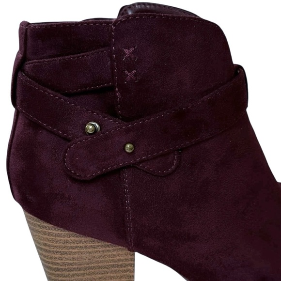 Faux Suede Heeled Ankle Boots Booties Charlotte Russe Haro Dark Wine Women’s 10 - Picture 4 of 10